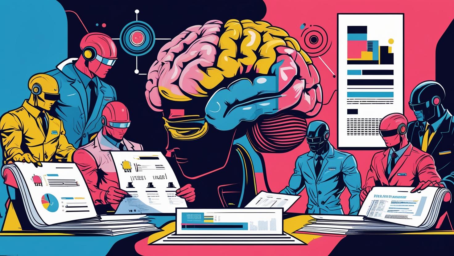 AI brain analyzing business documents with multiple specialized agents working together