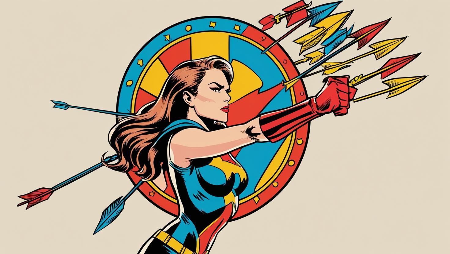 Superhero with a shield blocking arrows labeled 'biases'