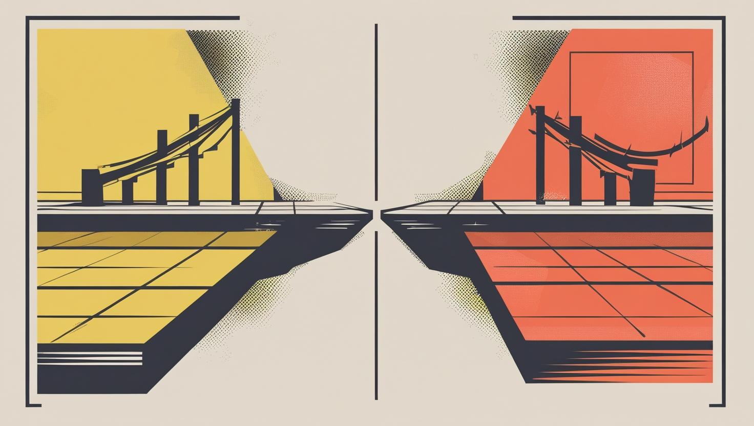 Two-sided platform with supply and demand sides connected by a bridge, showing balance challenges