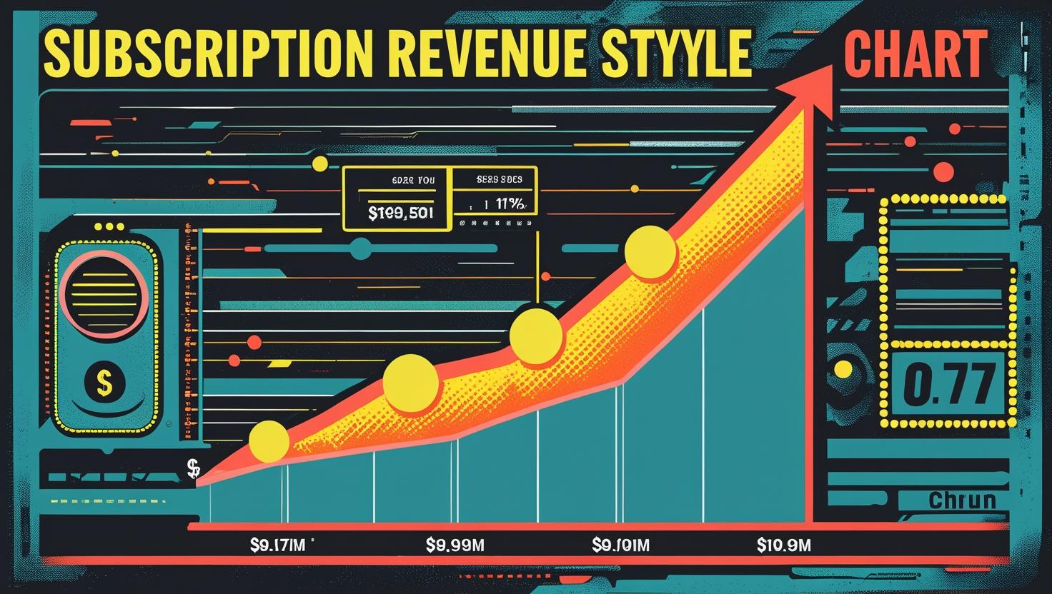Subscription revenue chart showing initial growth followed by steep decline due to churn